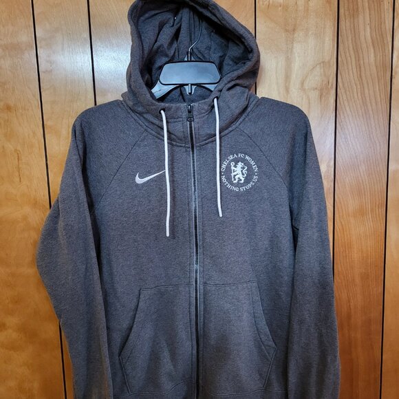 CHELSEA FC Women's Hoodie SMALL Nike Full Zip Up Nothing Stops Up GRAY C3 - Picture 2 of 7